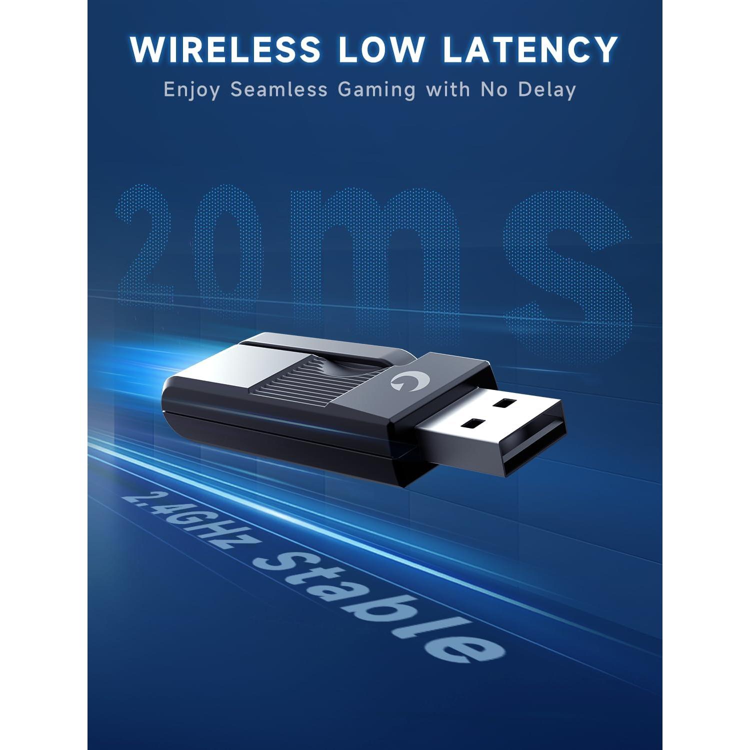 2.4GHz Wireless Gaming Headsets for PS5, PS4, PC, Switch - Bluetooth 5.3 Gaming Headphones with Noise Canceling Mic, 7.1 Surround Sound, 70H Battery, RGB Lighting - Black