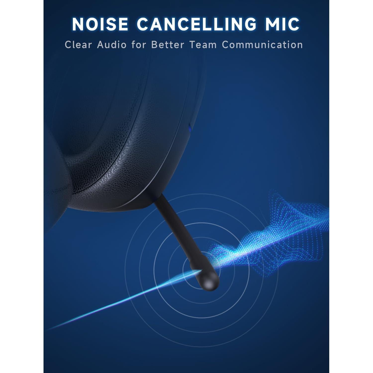 2.4GHz Wireless Gaming Headsets for PS5, PS4, PC, Switch - Bluetooth 5.3 Gaming Headphones with Noise Canceling Mic, 7.1 Surround Sound, 70H Battery, RGB Lighting - Black