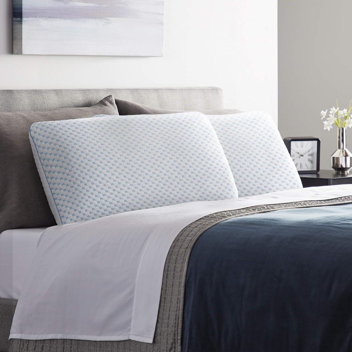 WEEKENDER Ventilated Gel Memory Foam Pillow with Reversible Cooling Cover – Two-Sided for All-Season Comfort – Washable Cover - Dorm Room Essentials - Standard,White