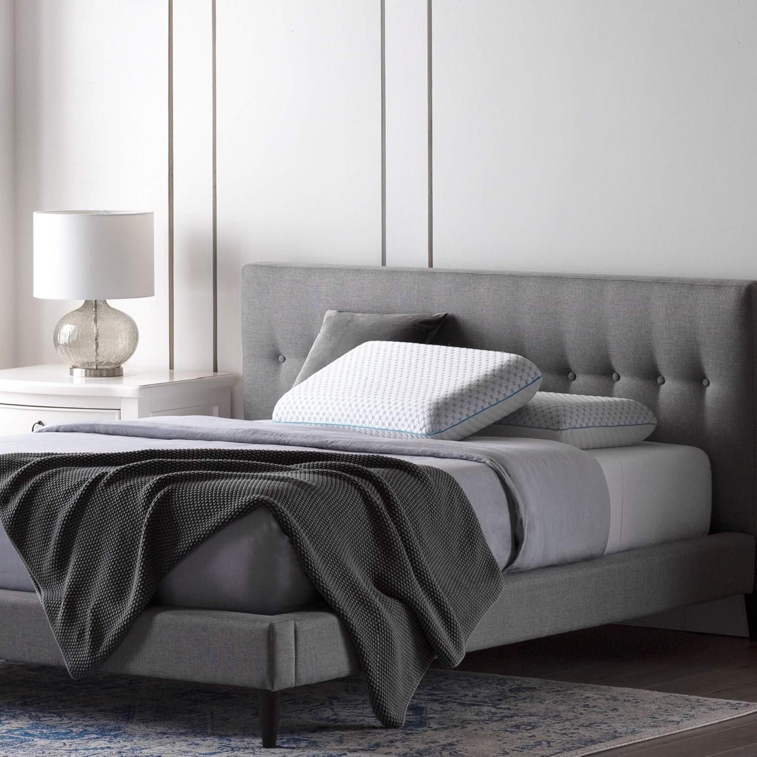 WEEKENDER Ventilated Gel Memory Foam Pillow with Reversible Cooling Cover – Two-Sided for All-Season Comfort – Washable Cover - Dorm Room Essentials - Standard,White