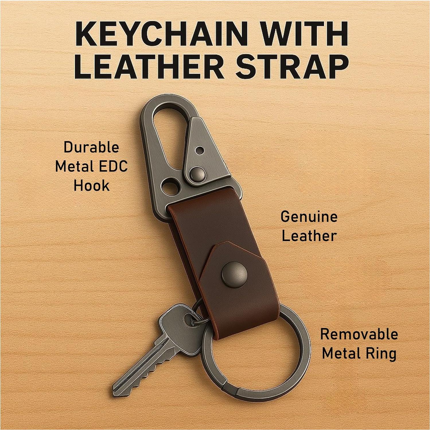 Llavero de cuero TheAntiq con clip táctico HK EDC