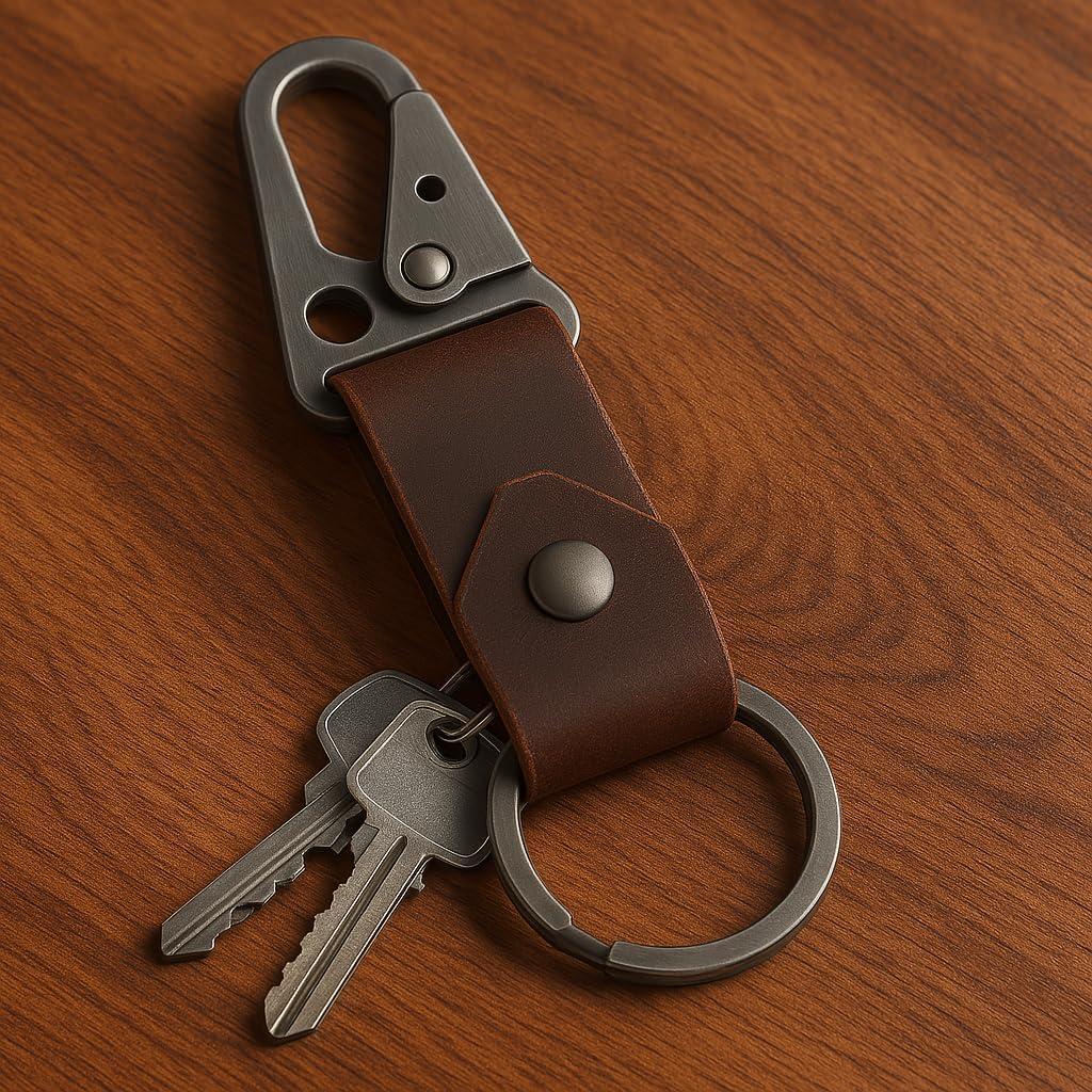 Llavero de cuero TheAntiq con clip táctico HK EDC