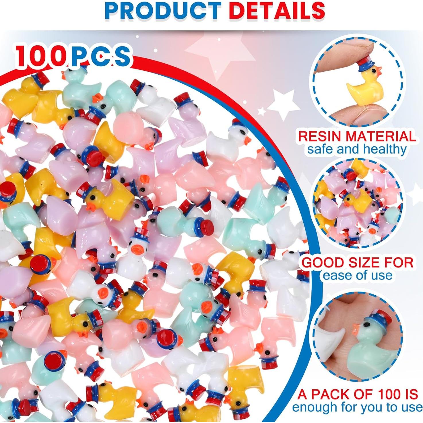100 Patos de Resina Mini Patrióticos Memorywuu para Decoración