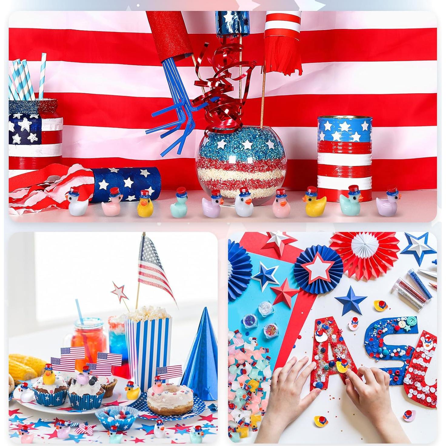 100 Patos de Resina Mini Patrióticos Memorywuu para Decoración