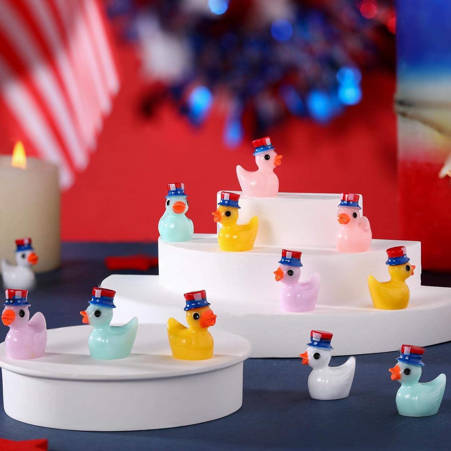 100 Patos de Resina Mini Patrióticos Memorywuu para Decoración