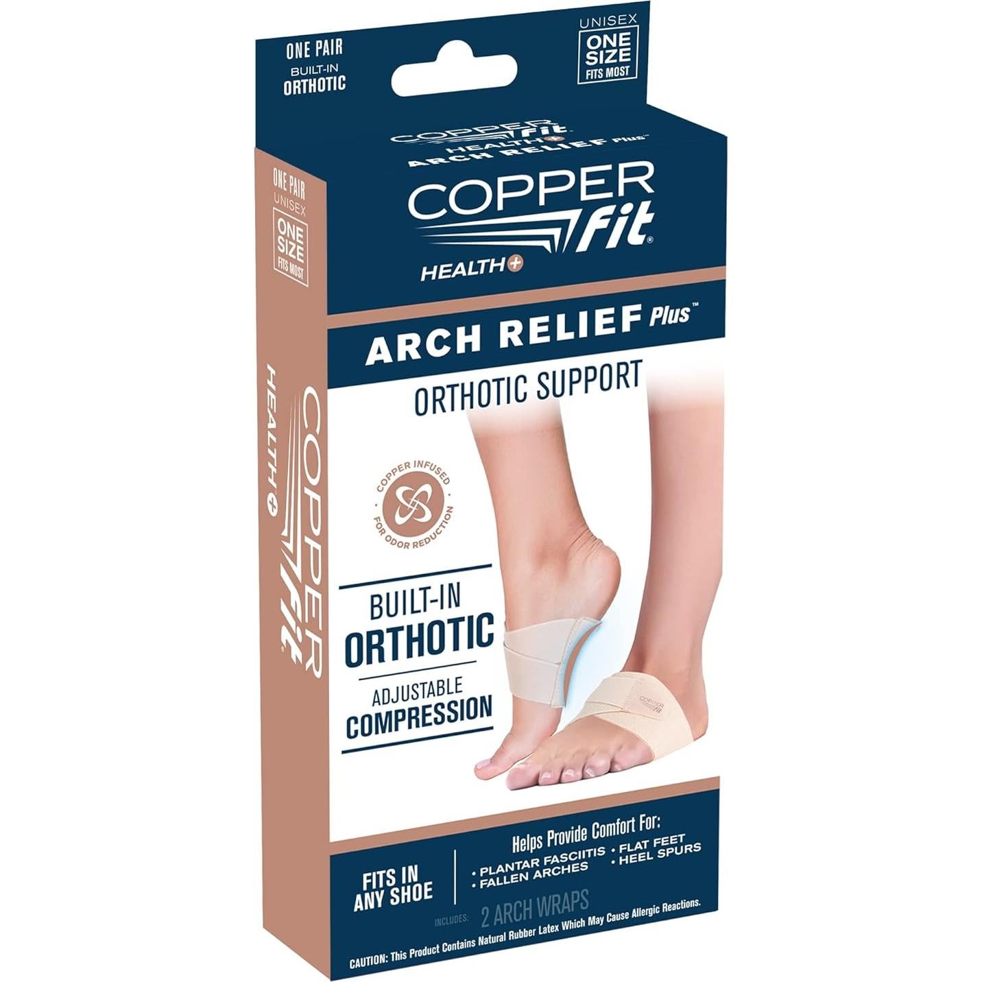 Copper Fit Arch Relief PLUS – Compression Wrap with Orthotic Arch Support Plantar Fasciitis, Flat Feet, Fallen Arches – Universal Fit for Men and Women