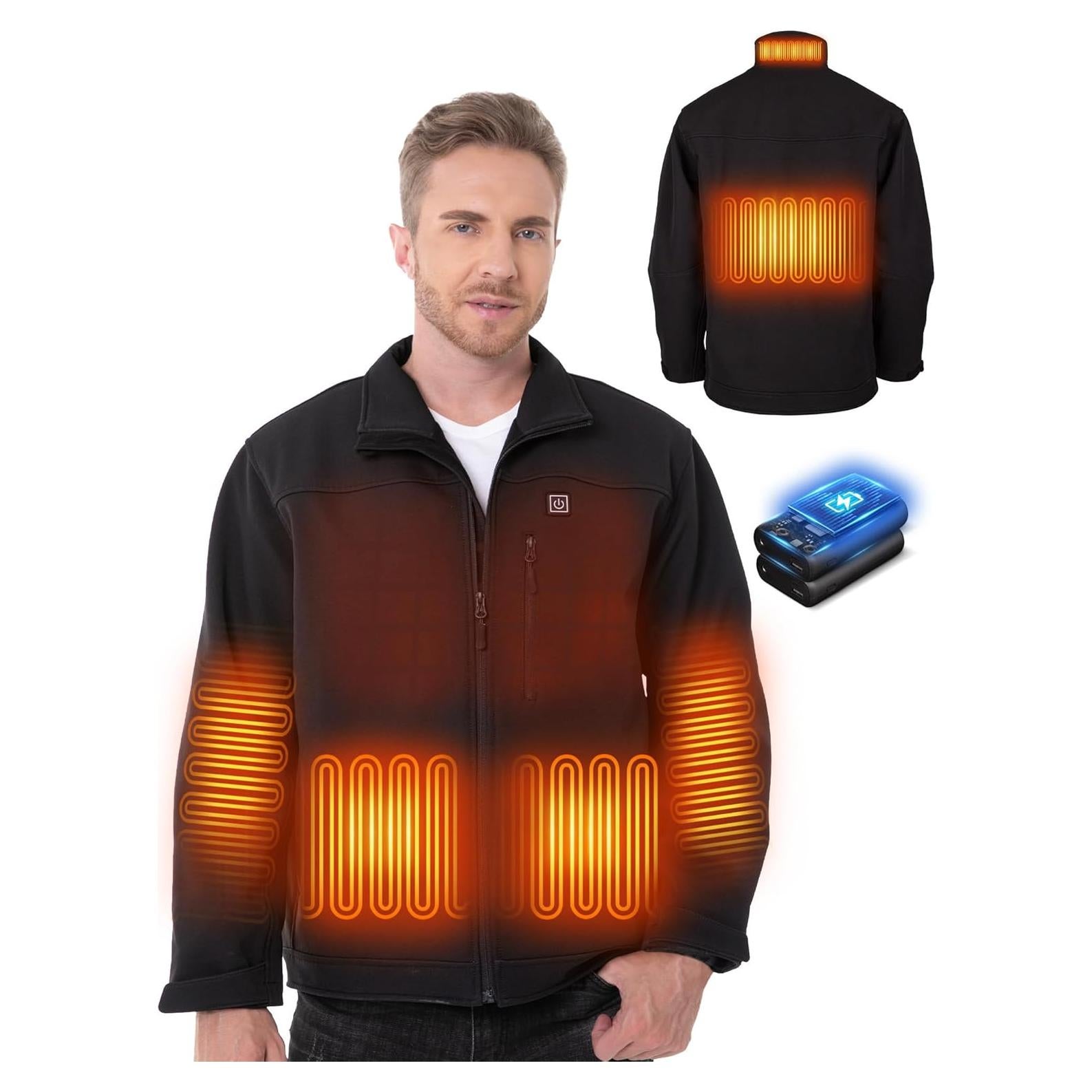 Chaqueta Calentada HOTHUGZ para Hombres 12V Impermeable Negra