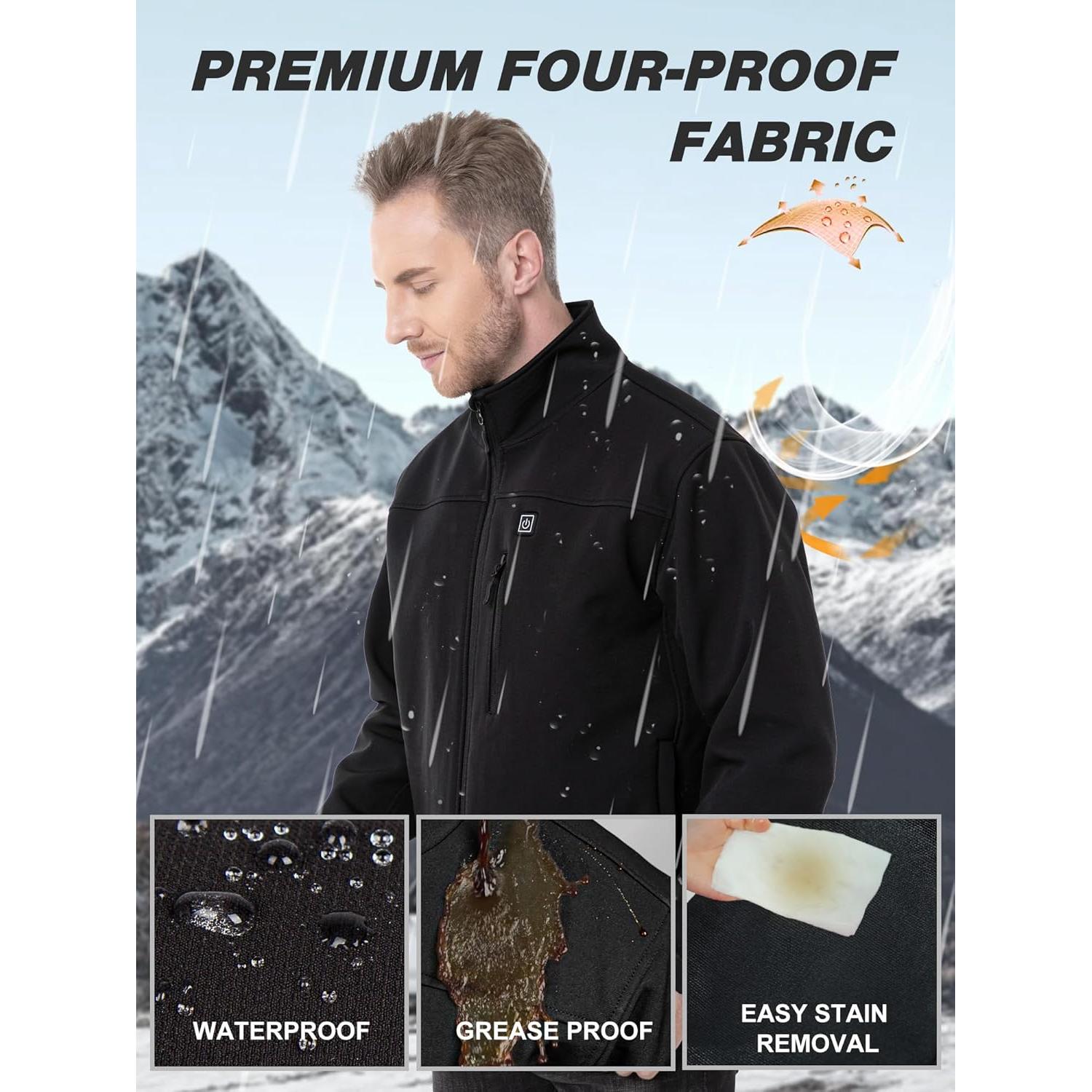 Chaqueta Calentada HOTHUGZ para Hombres 12V Impermeable Negra