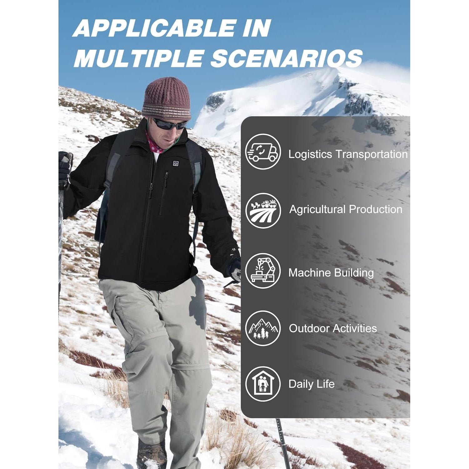 Chaqueta Calentada HOTHUGZ para Hombres 12V Impermeable Negra