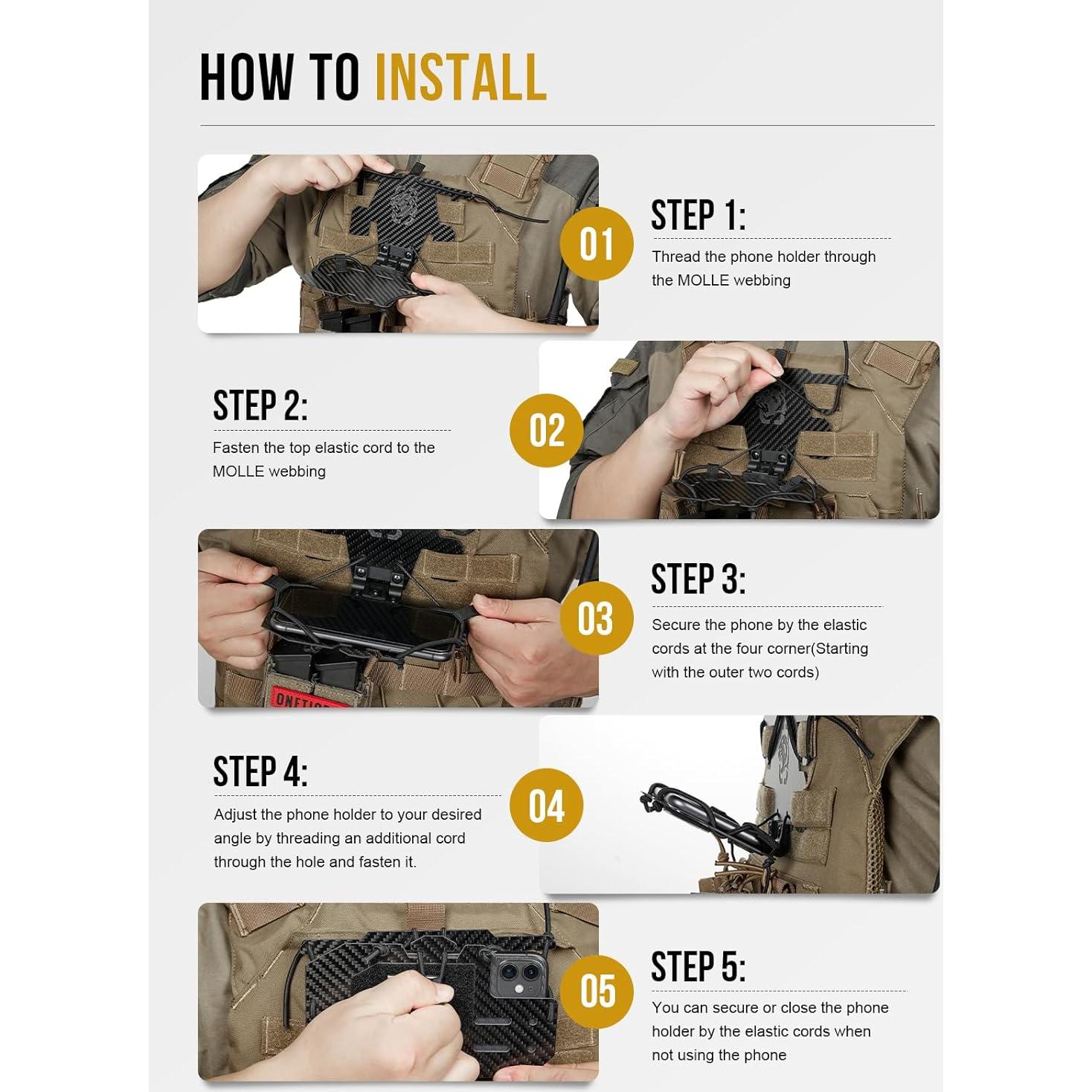 Soporte para Teléfono MOLLE OneTigris 2.0 Ajustable Negro