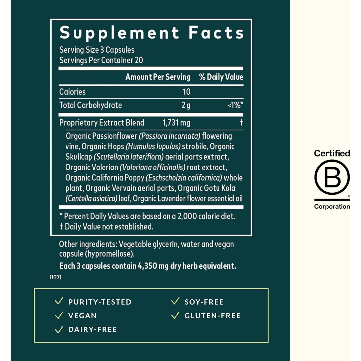 Suplemento Natural para el Sueño Gaia Herbs 60 Cápsulas Veganas