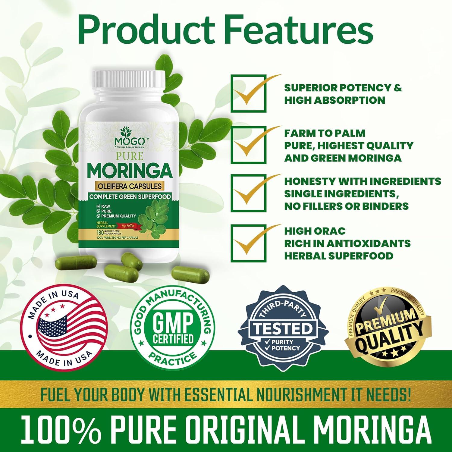 Cápsulas de Moringa MOGO - 180 Ct | Energía y Salud Digestiva