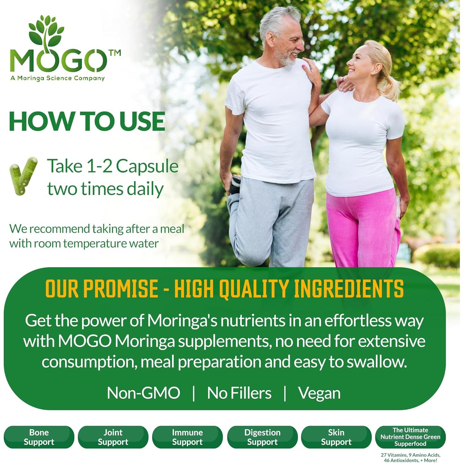 Cápsulas de Moringa MOGO - 180 Ct | Energía y Salud Digestiva