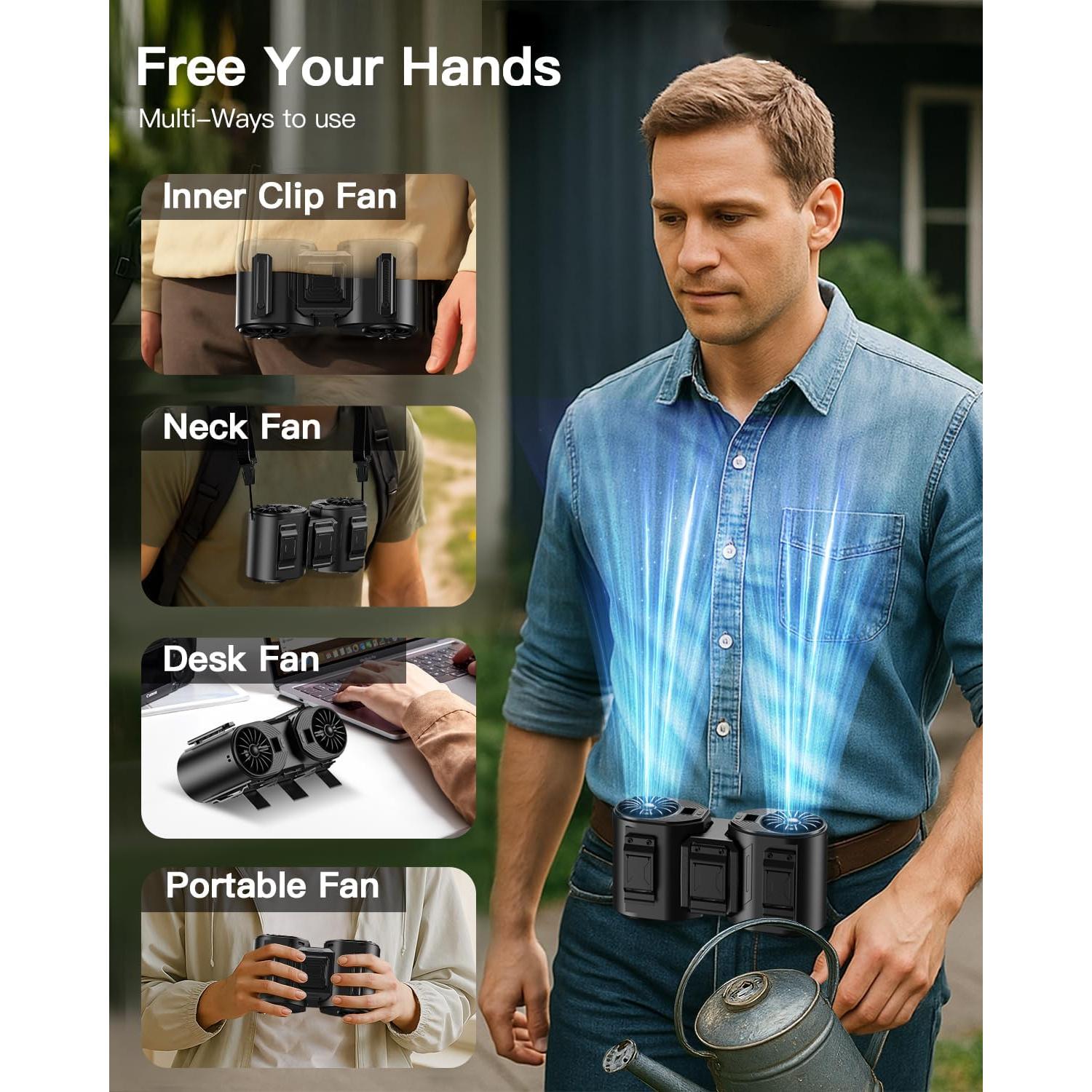 Ventilador Portátil Recargable Andwing D25 5 Velocidades 10000mAh