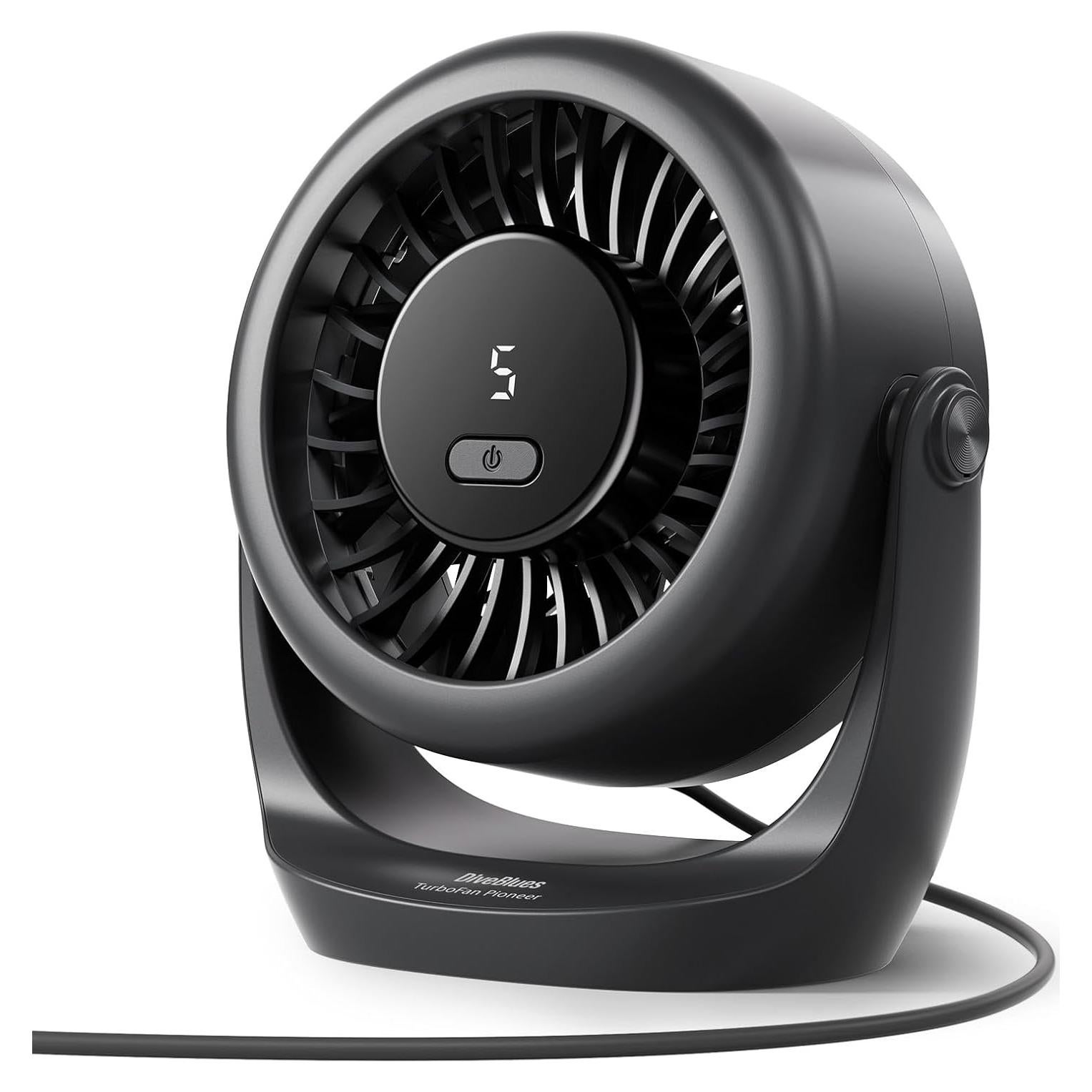 Ventilador de Escritorio USB Diveblues D5001, 5 Velocidades, Silencioso