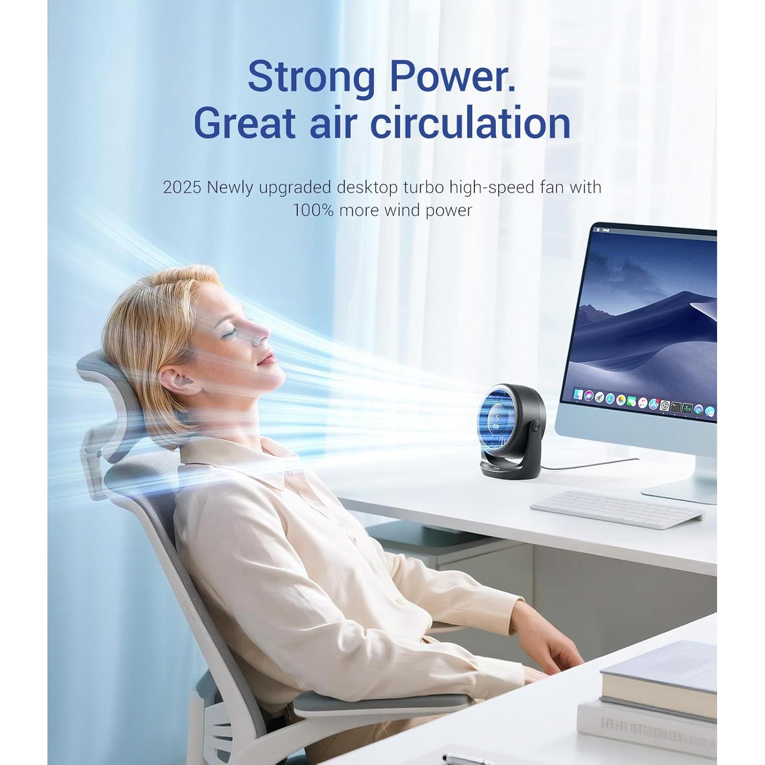 Ventilador de Escritorio USB Diveblues D5001, 5 Velocidades, Silencioso