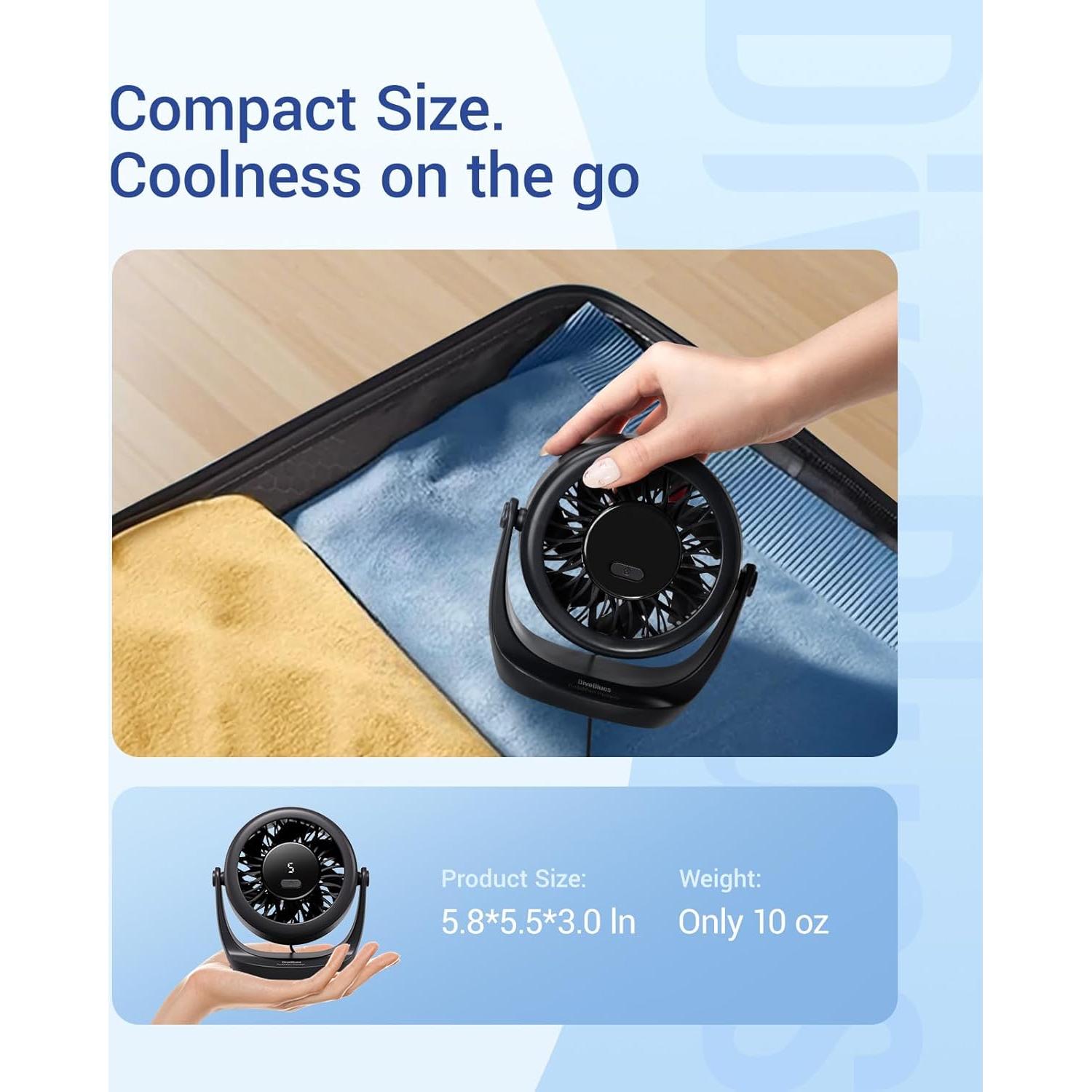 Ventilador de Escritorio USB Diveblues D5001, 5 Velocidades, Silencioso