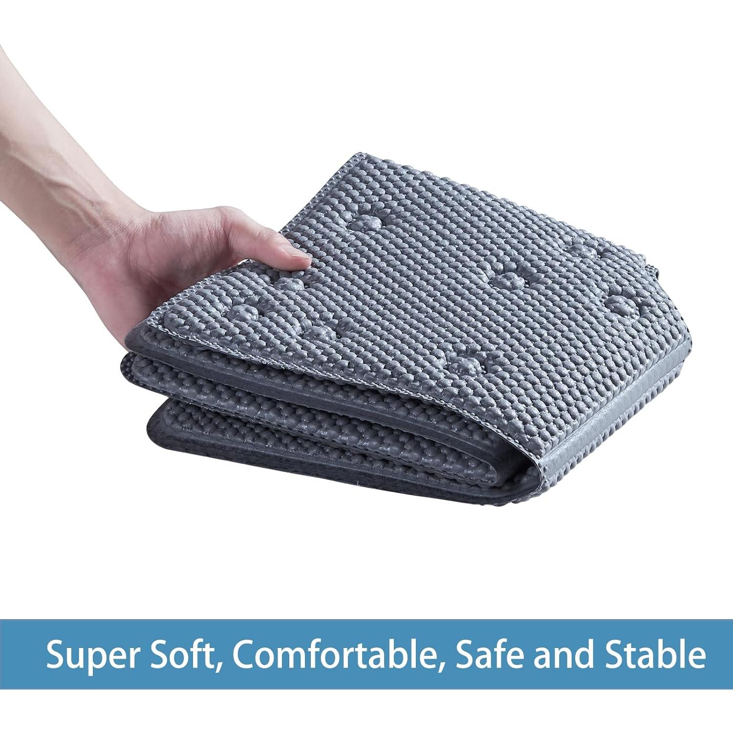 Bathtub Mat Non Slip: Soft Safety Foam Bath & Shower Mat for Tub Suitable for Elderly and Kids 21 X 21Inch with Drain Holes and Suction Cups Massage Tub & Shower Mat for Bathroom (Dark Grey)