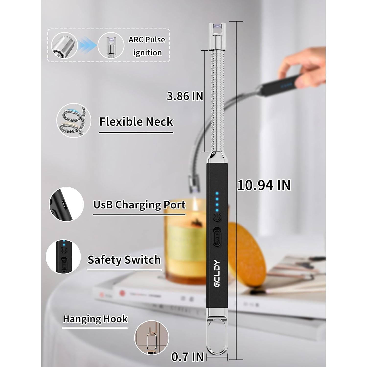 Encendedor Eléctrico Recargable USB Gcldy para Velas y BBQ