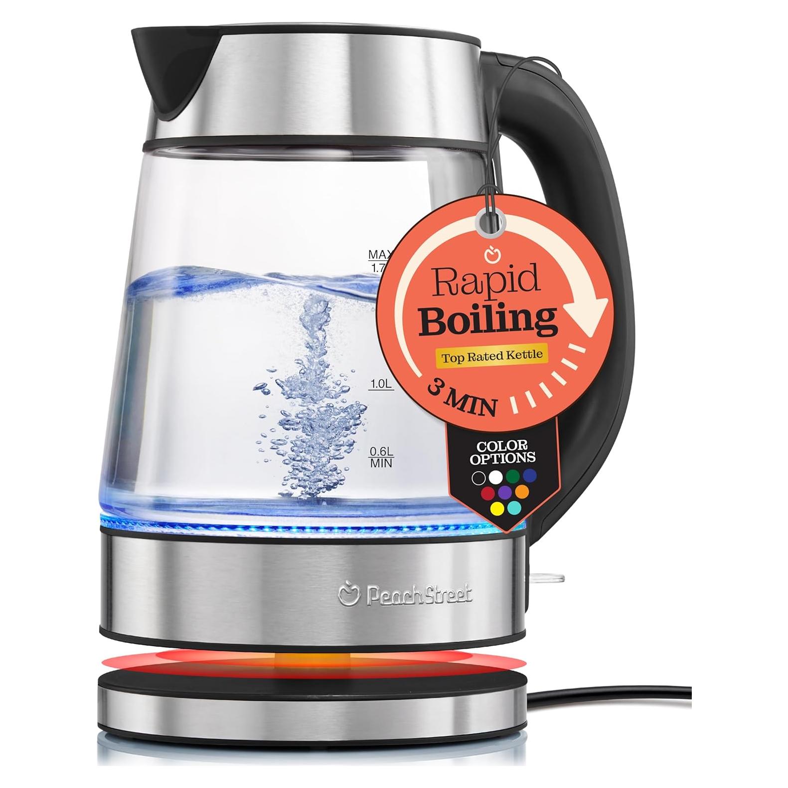 Hervidor Eléctrico Peach Street 1.7L 1500W Vidrio Borosilicato