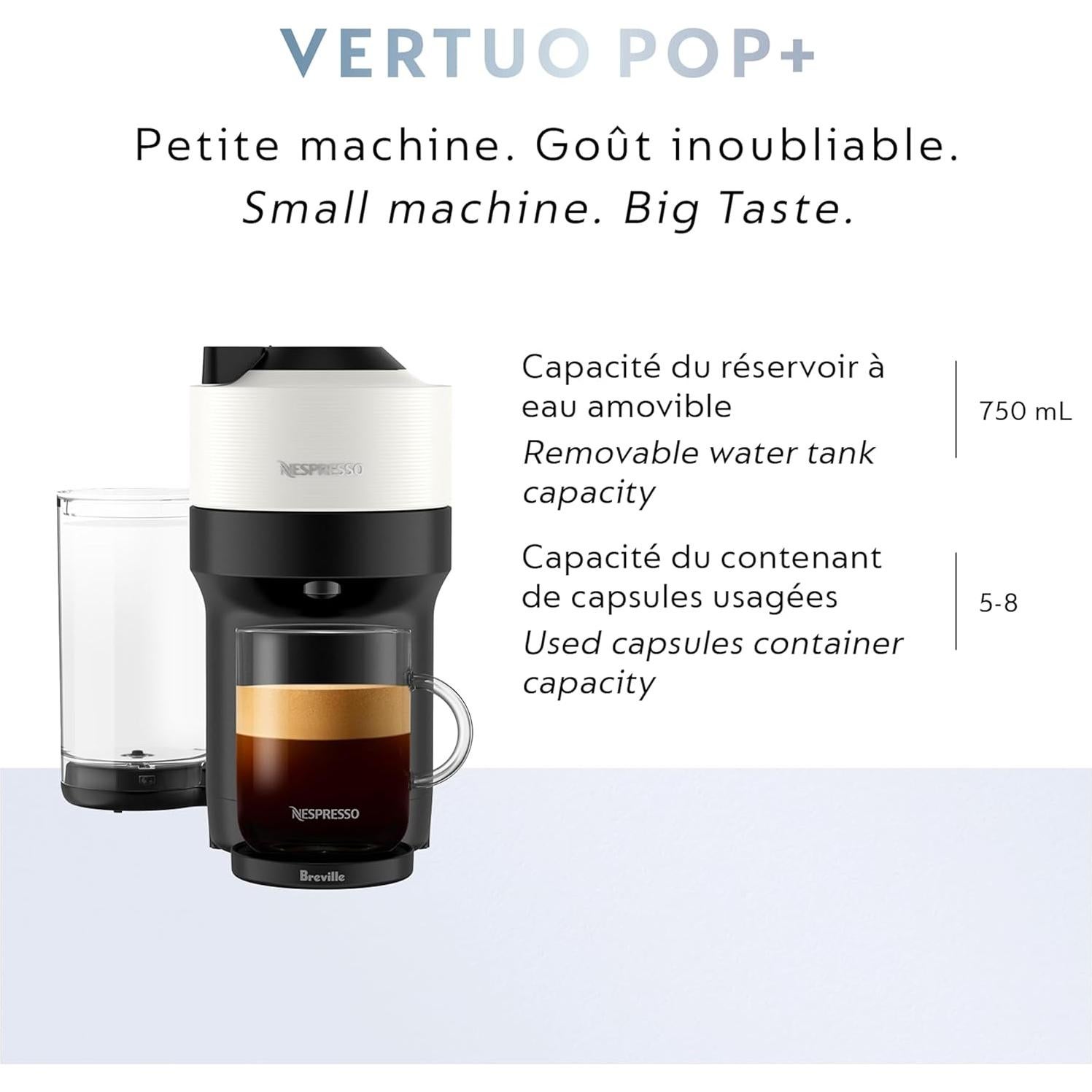 Cafetera Nespresso Vertuo Pop+ Breville Blanco Compacta