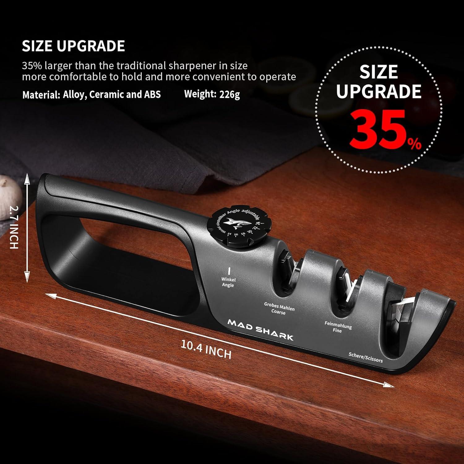 Afilador Manual MAD SHARK 6 Ángulos Ajustables Negro