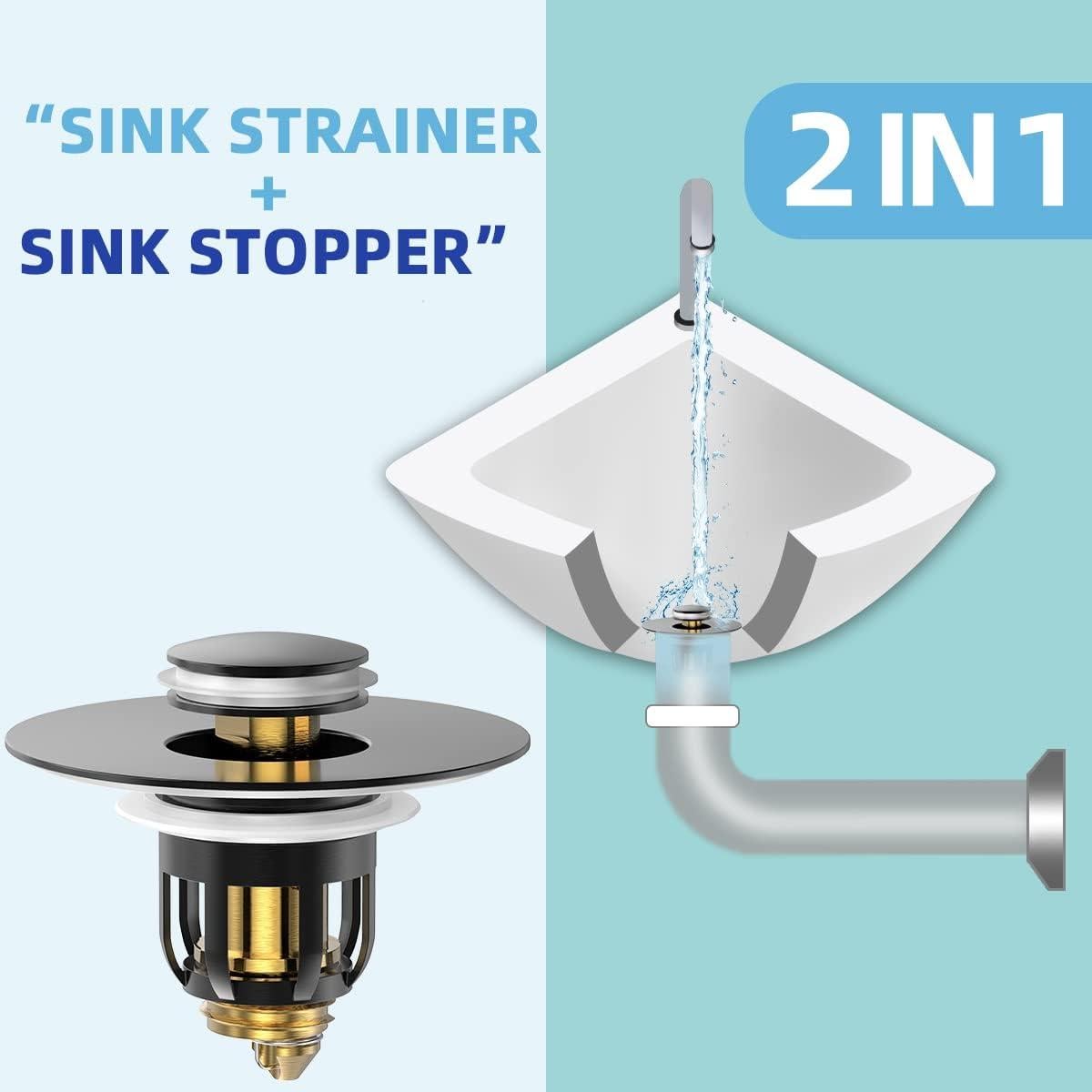 Tapón de Lavabo MUAIOLAUS Universal con Filtro de Cabello