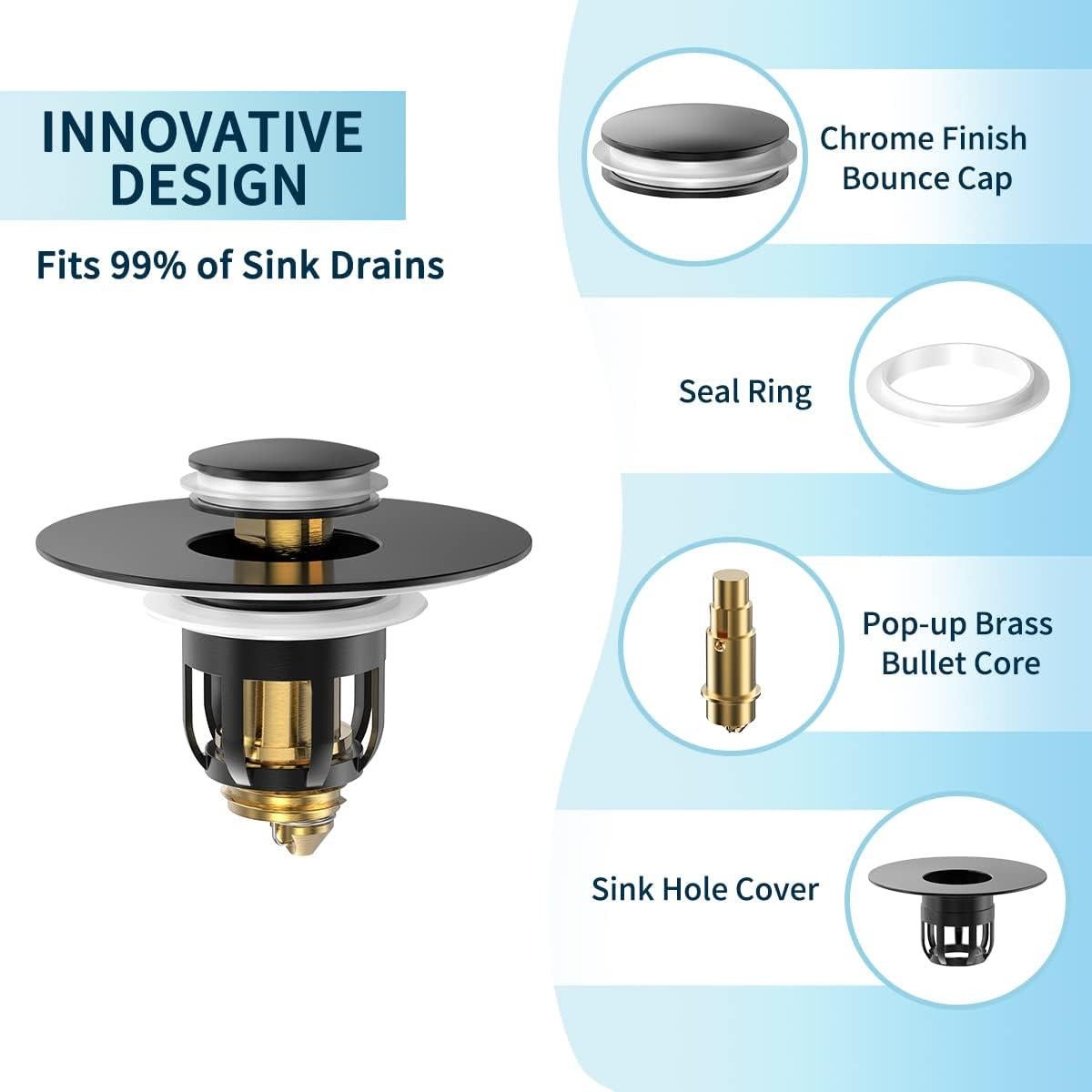 Tapón de Lavabo MUAIOLAUS Universal con Filtro de Cabello