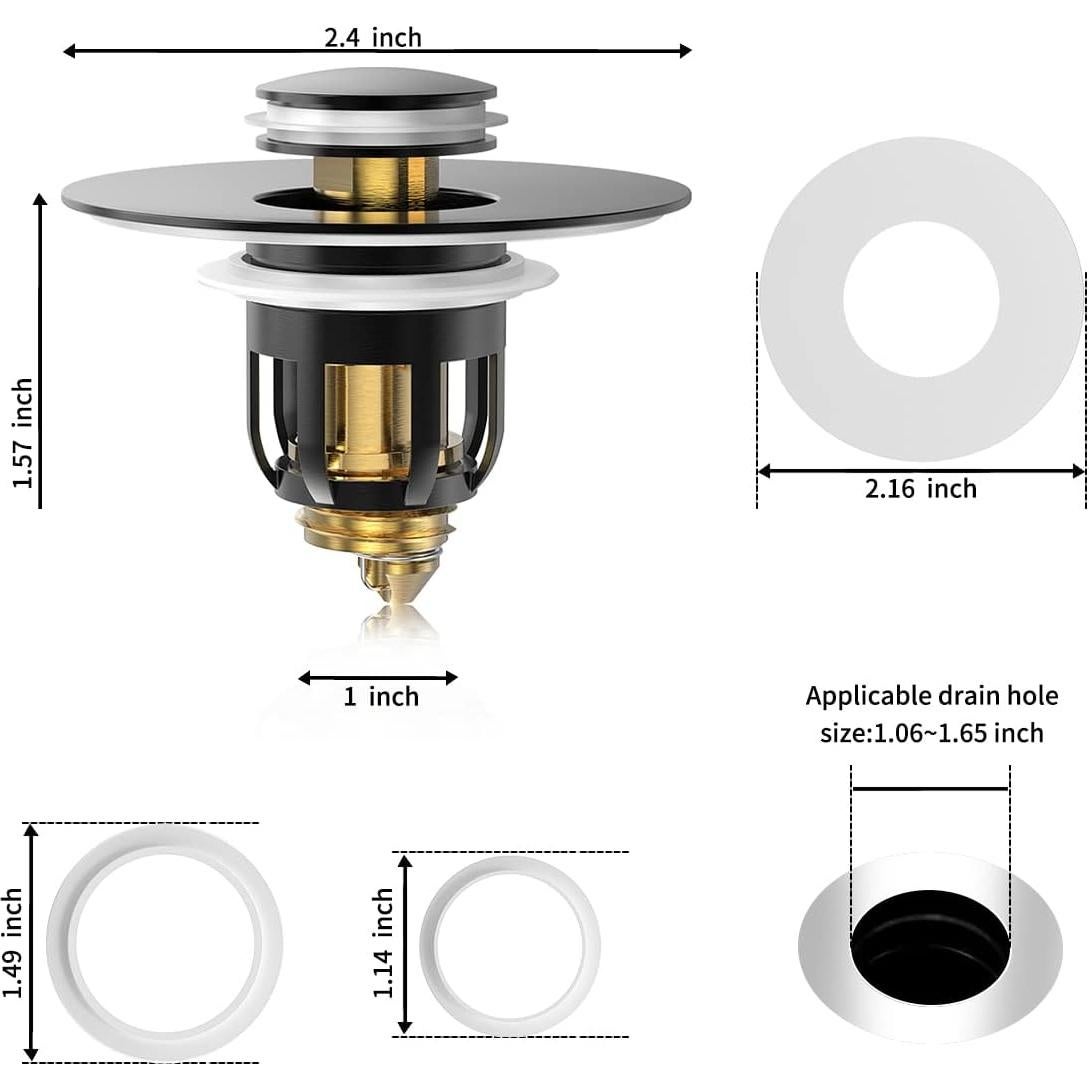 Tapón de Lavabo MUAIOLAUS Universal con Filtro de Cabello