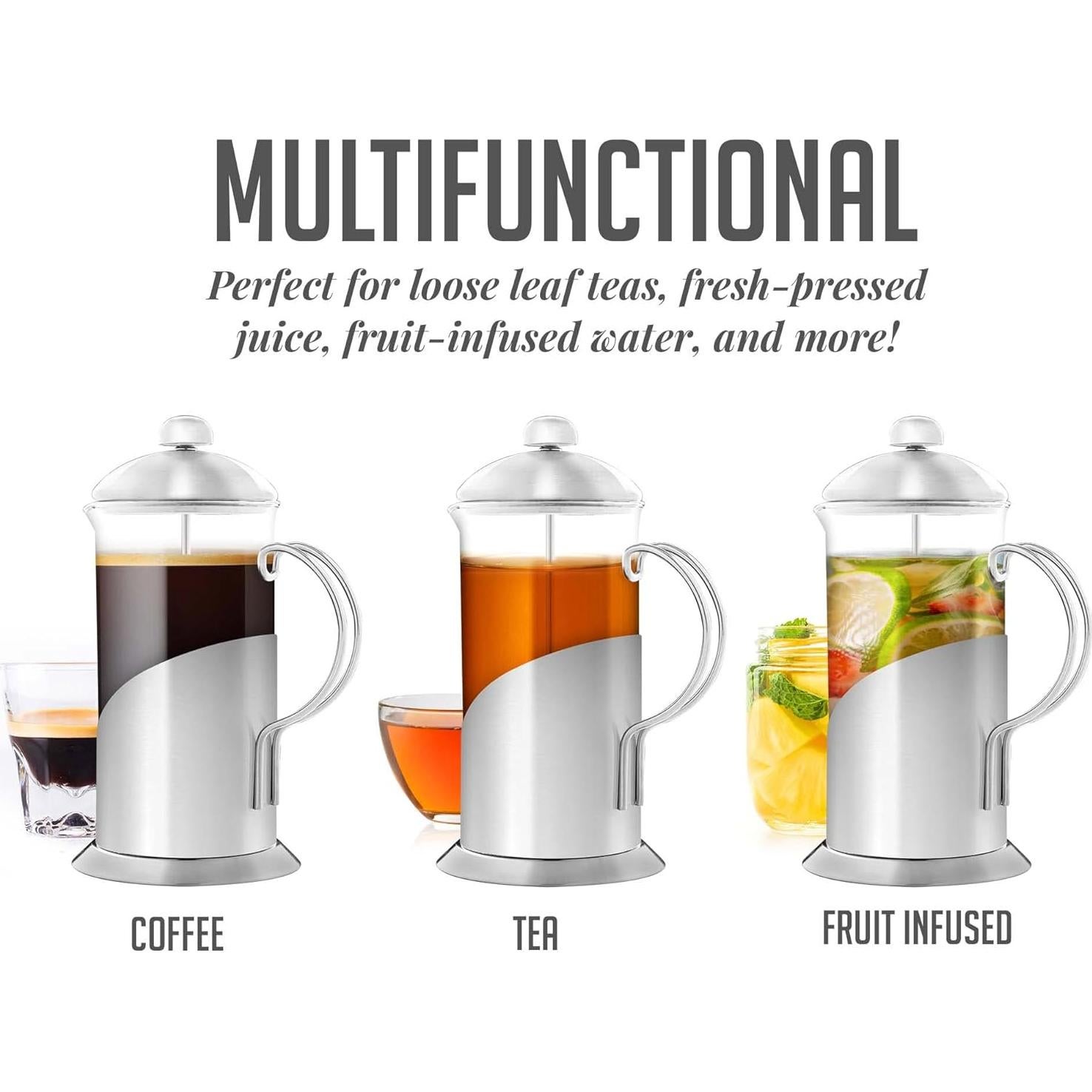 Cafetera Prensa Francesa OVENTE 1 Litro Acero Inoxidable