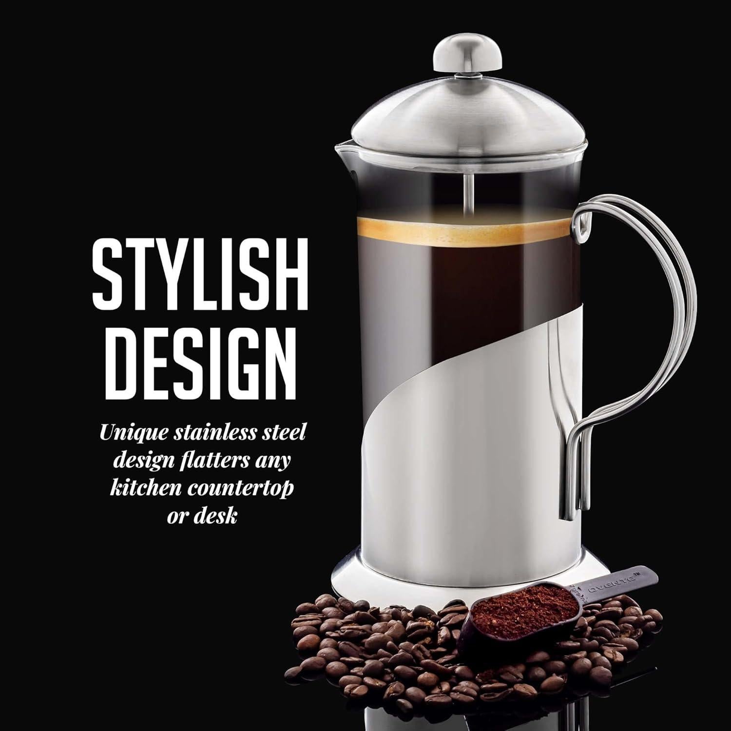 Cafetera Prensa Francesa OVENTE 1 Litro Acero Inoxidable