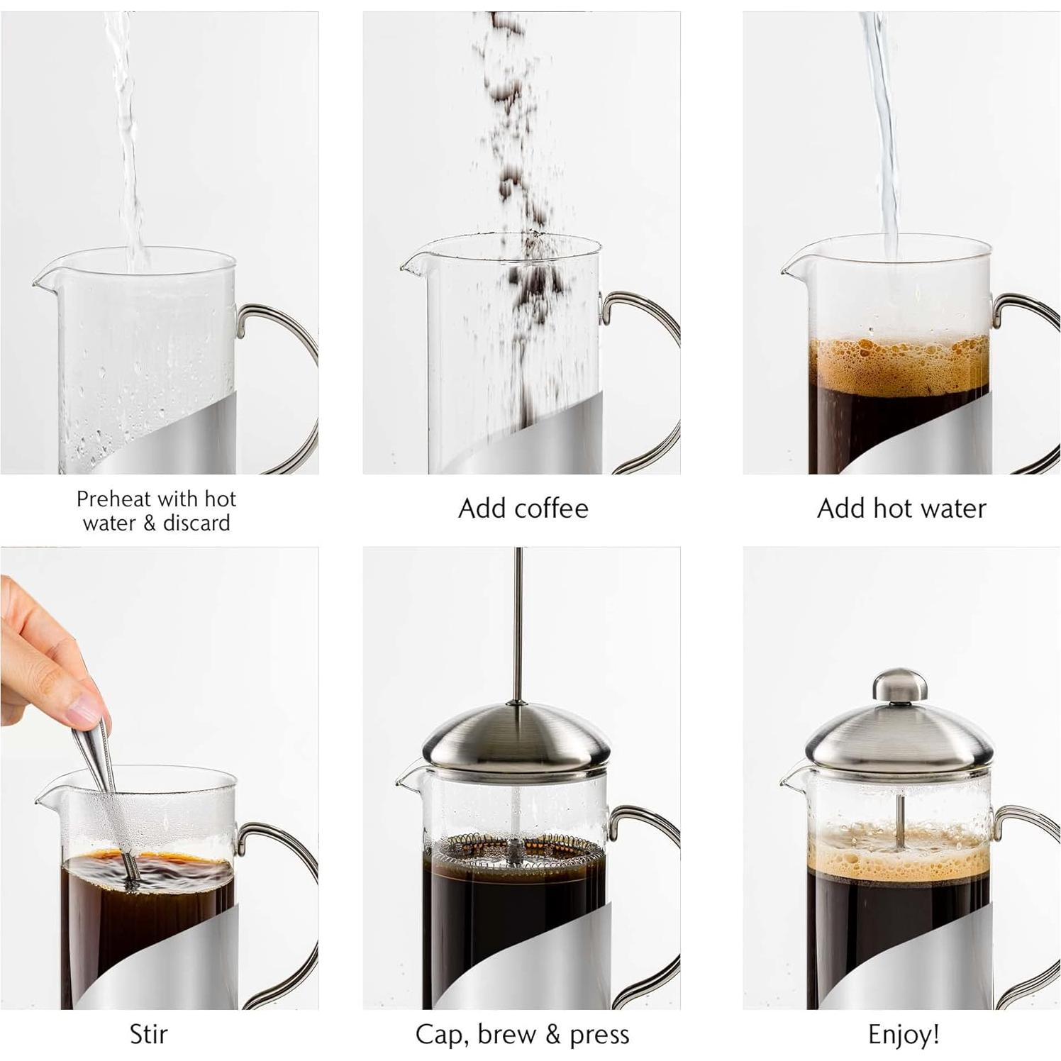 Cafetera Prensa Francesa OVENTE 1 Litro Acero Inoxidable