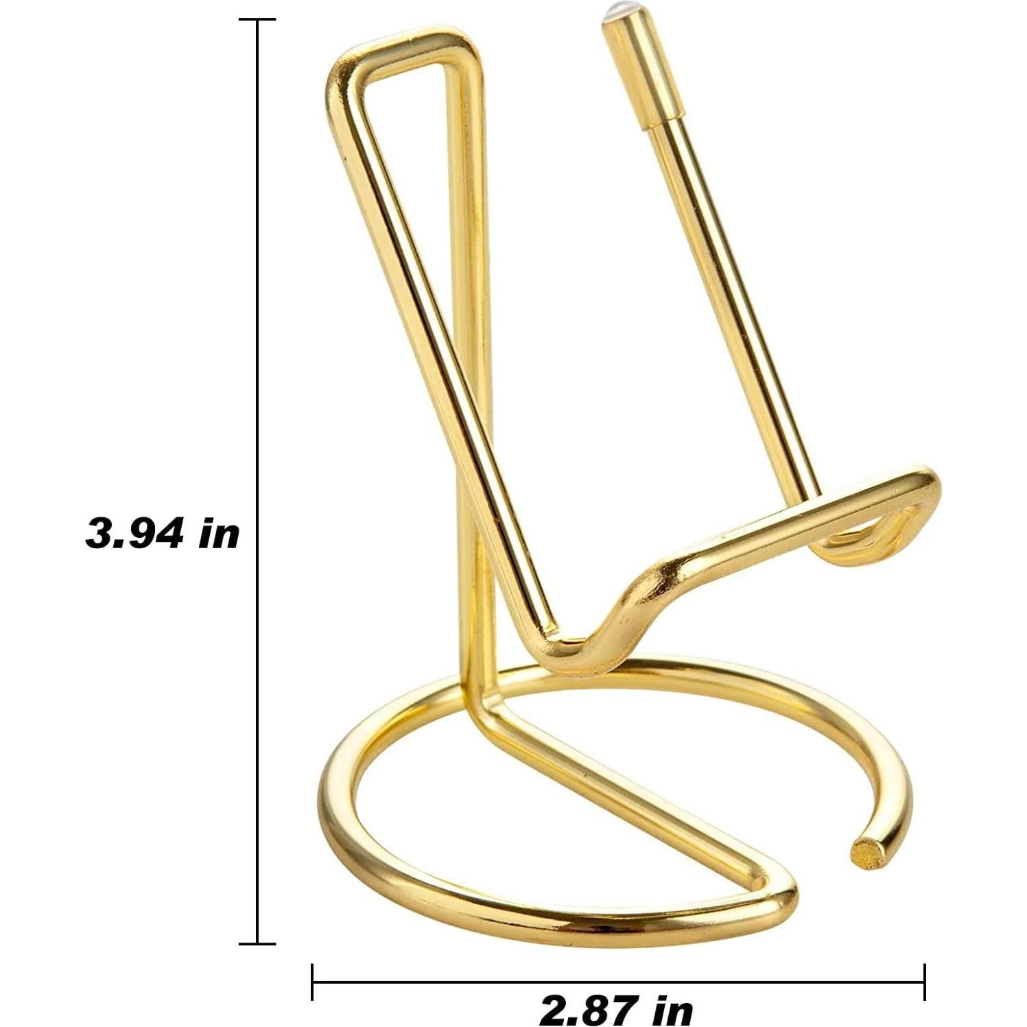 Cell Phone Stand, Business Card Holder, Mobile Phone Holder – Metal Wire Cellphone Cradle Dock, Compatible with iPhone/Android Phones/iPad Mini/Kindle (Gold)