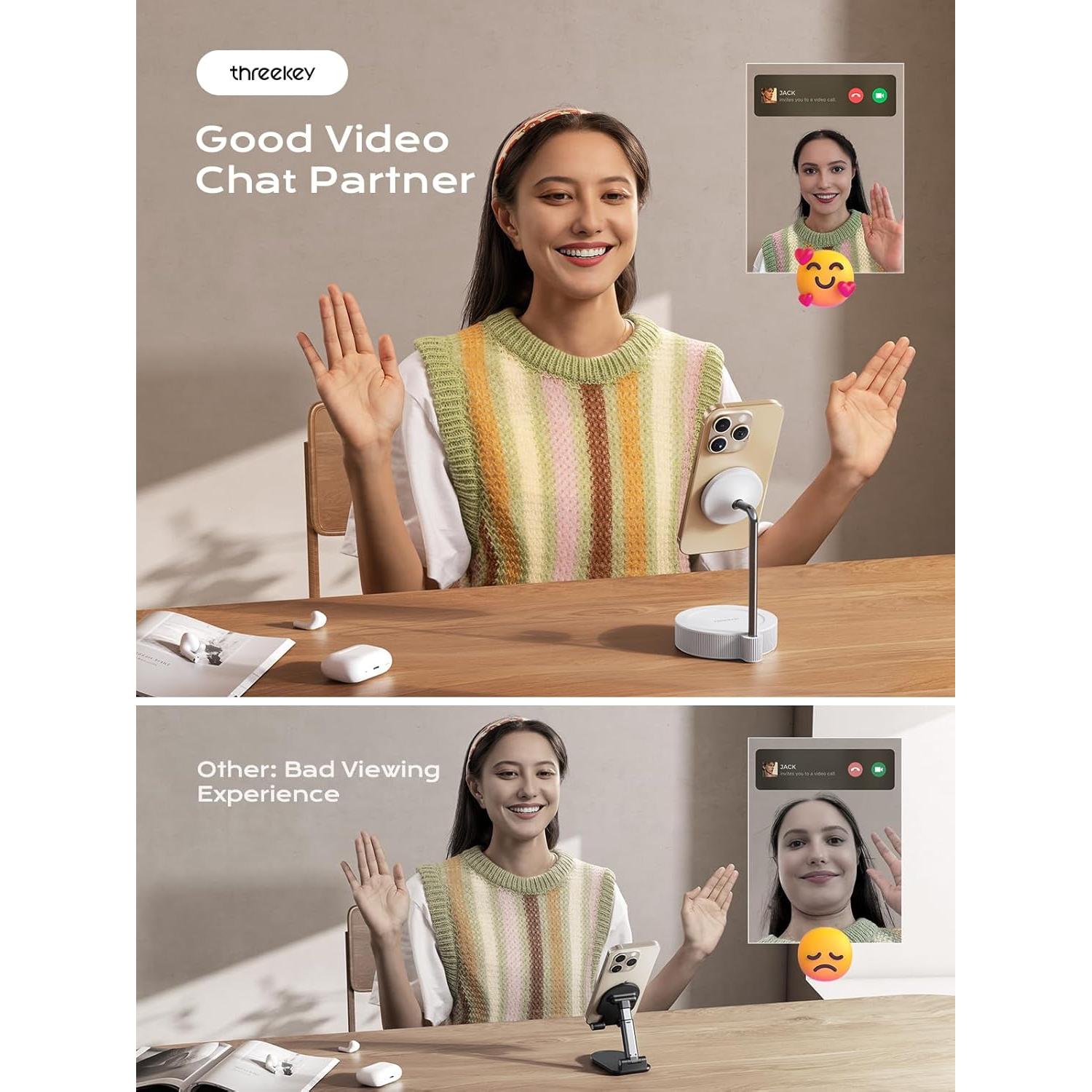 Soporte Magnético Ergonómico THRKEY para iPhone 12-16 Blanco