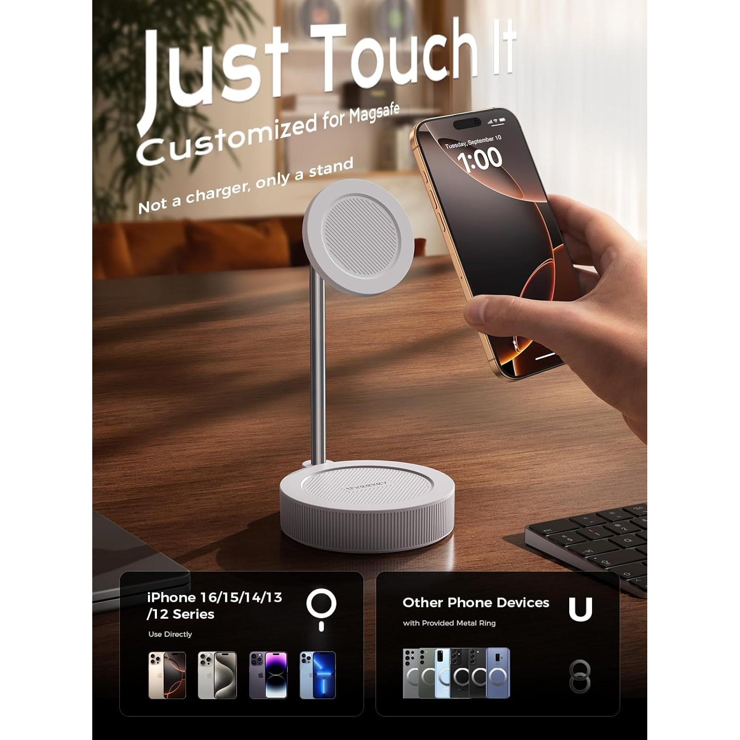 Soporte Magnético Ergonómico THRKEY para iPhone 12-16 Blanco