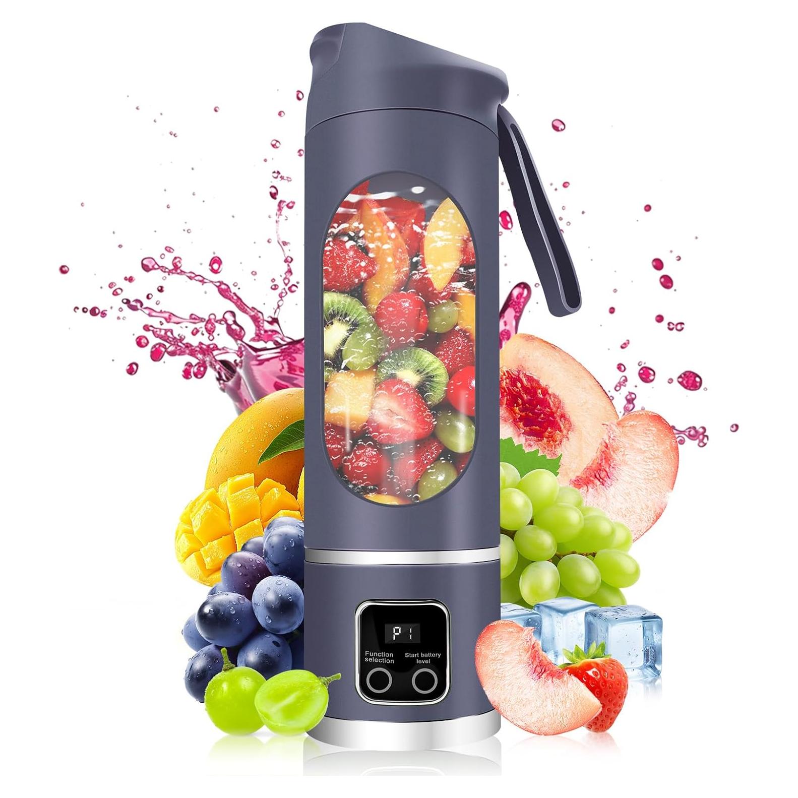 Licuadora Portátil PAKAY 500ml USB, 12 Cuchillas, Púrpura