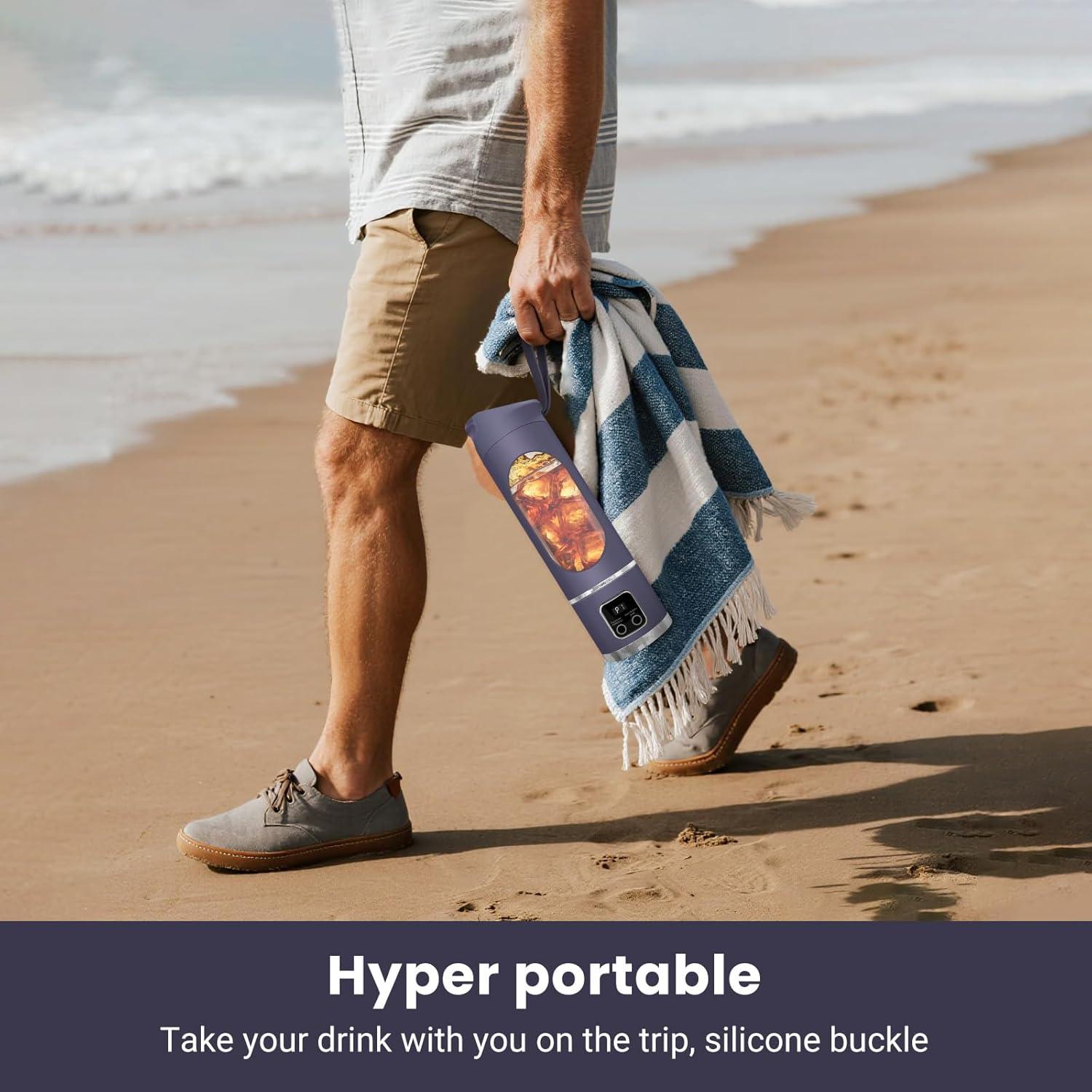 Licuadora Portátil PAKAY 500ml USB, 12 Cuchillas, Púrpura