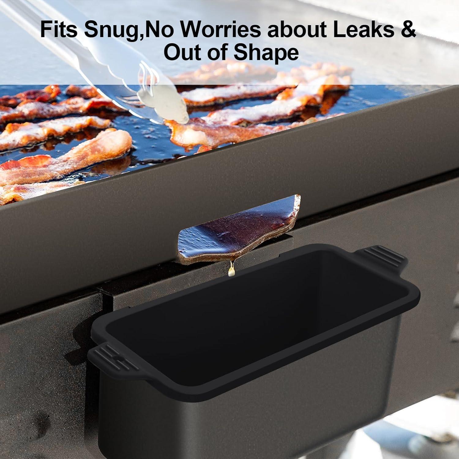 2 PCS Silicone Grease Cup Liners for Blackstone 36 28 22 17 Inch Griddle,Reusable Grease Catcher Cup Liner Grill Grease Tray,Durable Drip Pans Blackstone Griddle Accessories,Black