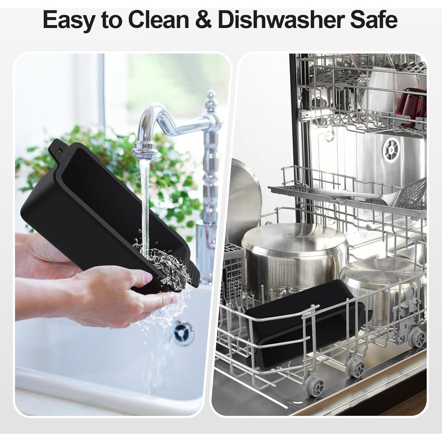 2 PCS Silicone Grease Cup Liners for Blackstone 36 28 22 17 Inch Griddle,Reusable Grease Catcher Cup Liner Grill Grease Tray,Durable Drip Pans Blackstone Griddle Accessories,Black