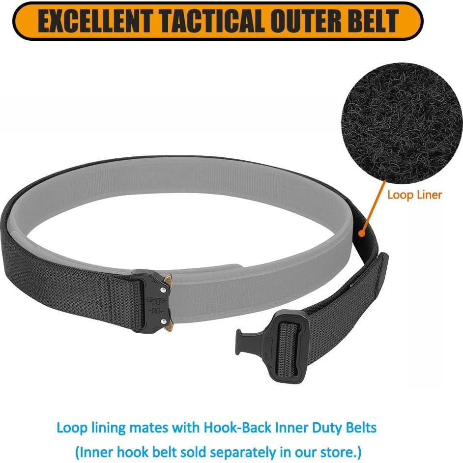 Cinturón Táctico KRYDEX 3.81 cm Negro Multifuncional