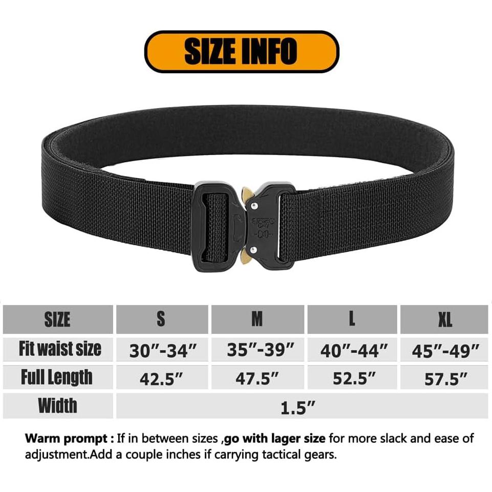 Cinturón Táctico KRYDEX 3.81 cm Negro Multifuncional