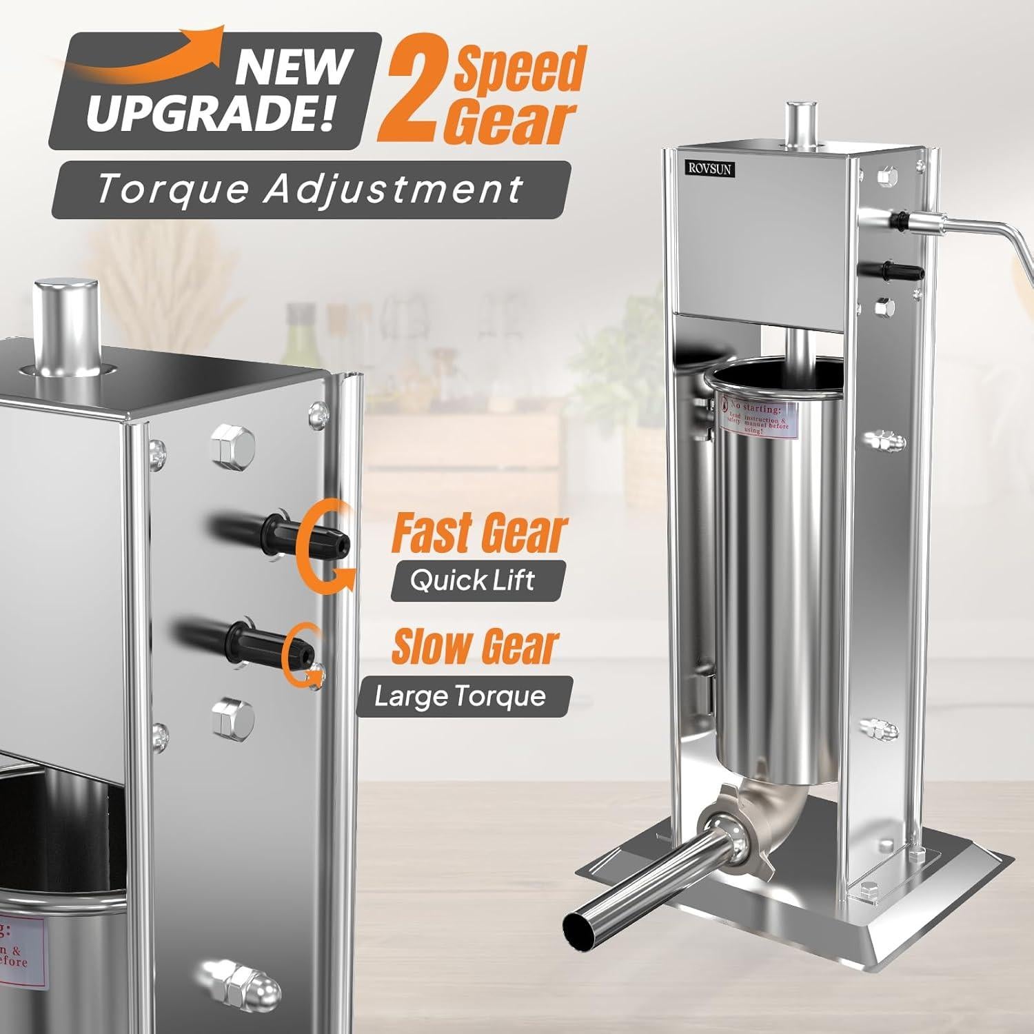 Embutidora Manual ROVSUN 5L Acero Inoxidable 2 Velocidades