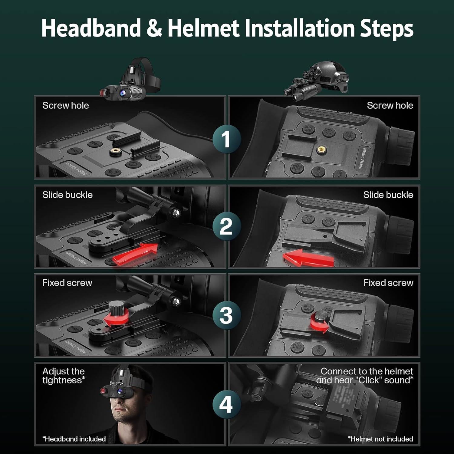 Gafas de Visión Nocturna ArzzuNiu NV8160 400m Manos Libres