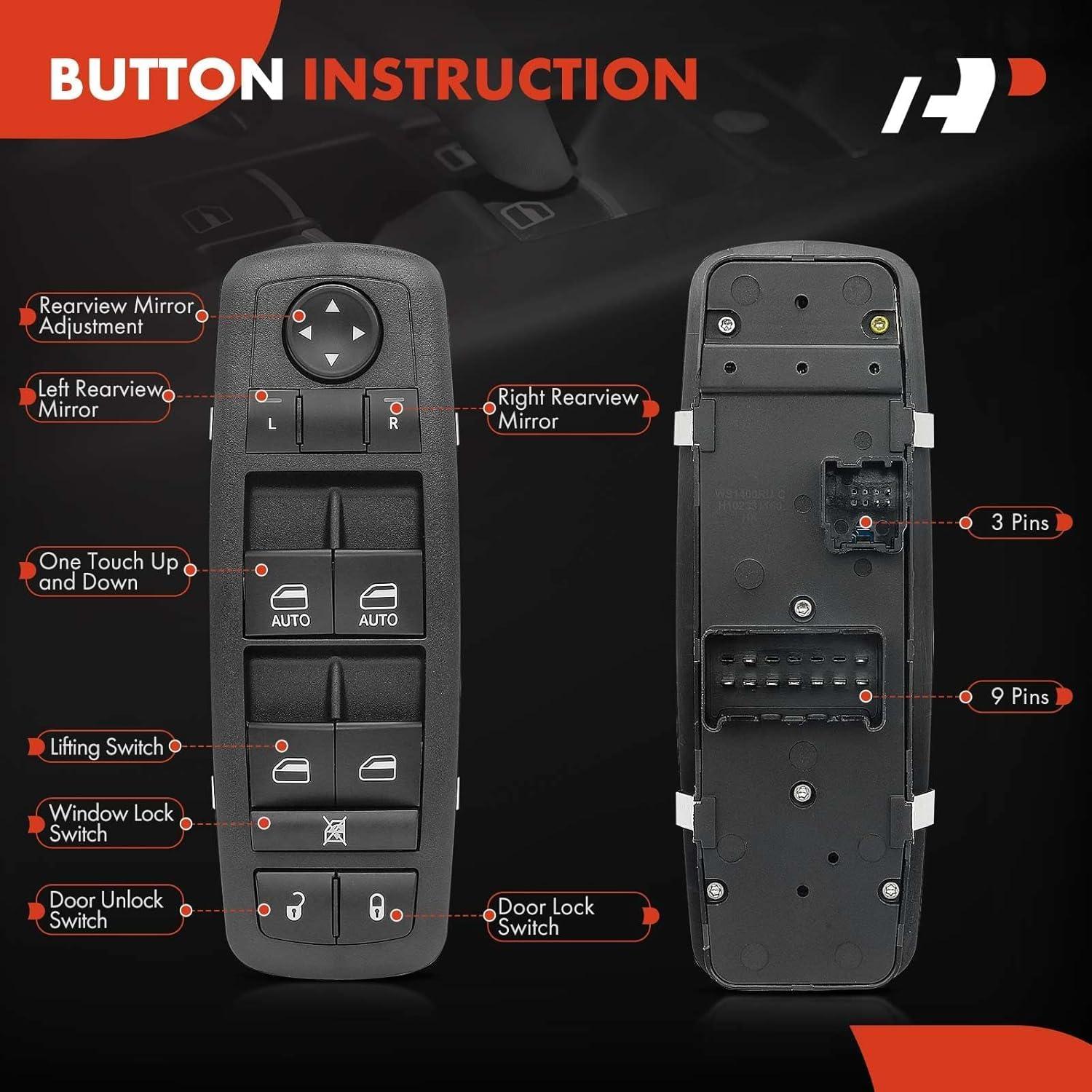 Interruptor Maestro Ventana A-Premium 3+9 PINS Negro