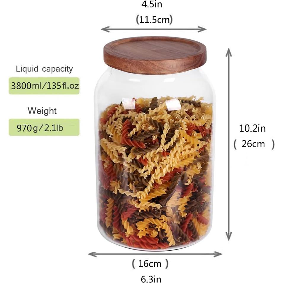 Tarro de Vidrio 1 Galón Yirong con Tapa Hermética 3.8L