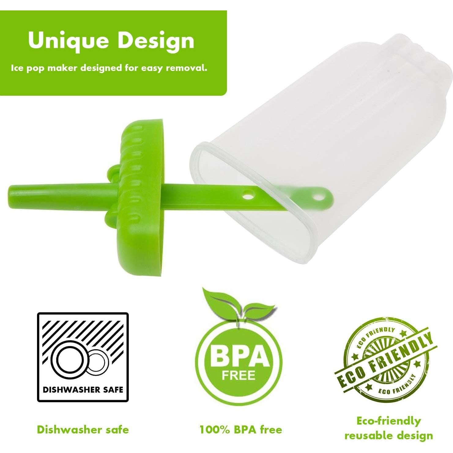 Popsicles Molds, Ozera Set of 6 Reusable Ice Pop Molds Easy Release Popsicle Maker Molds Cream Popcical Molds for Homemade Popsicles With Funnel & Cleaning Brush