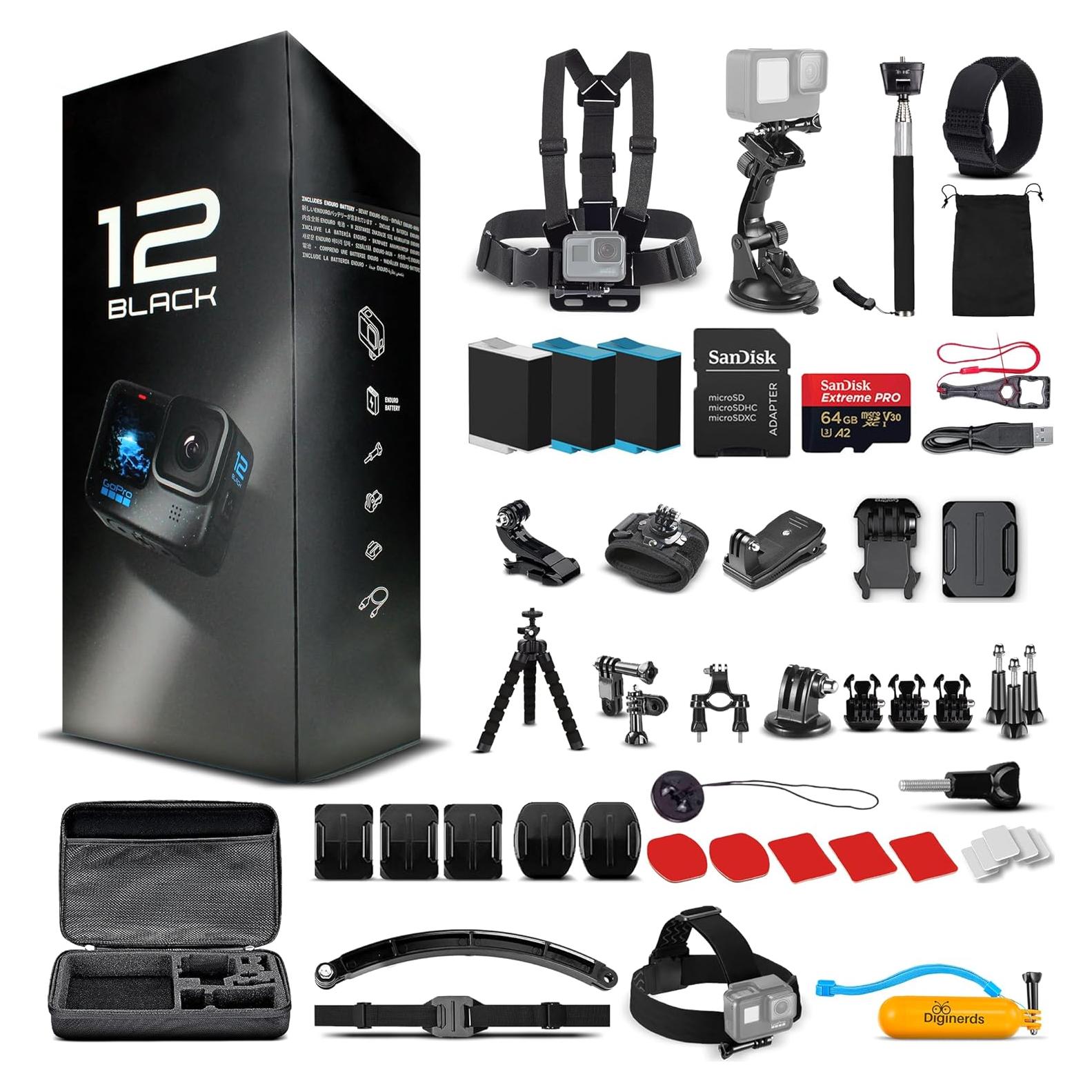 GoPro HERO12 Negro - Cámara de acción 5.3K + 50 accesorios