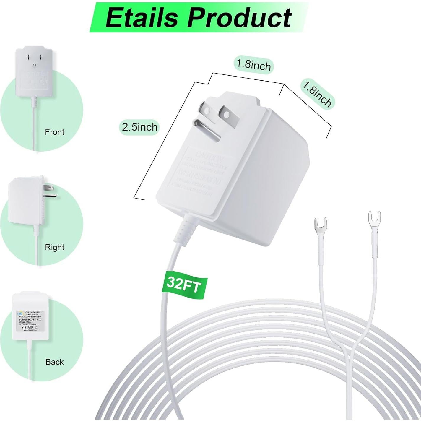 Transformador de Timbre 24V XZGM para Ring y Google Nest
