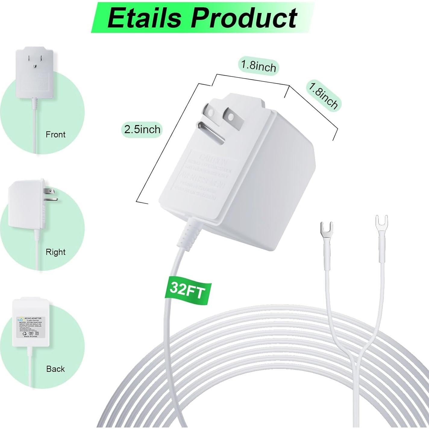 Transformador de Timbre 18V XZGM para Ring, Eufy, Blink