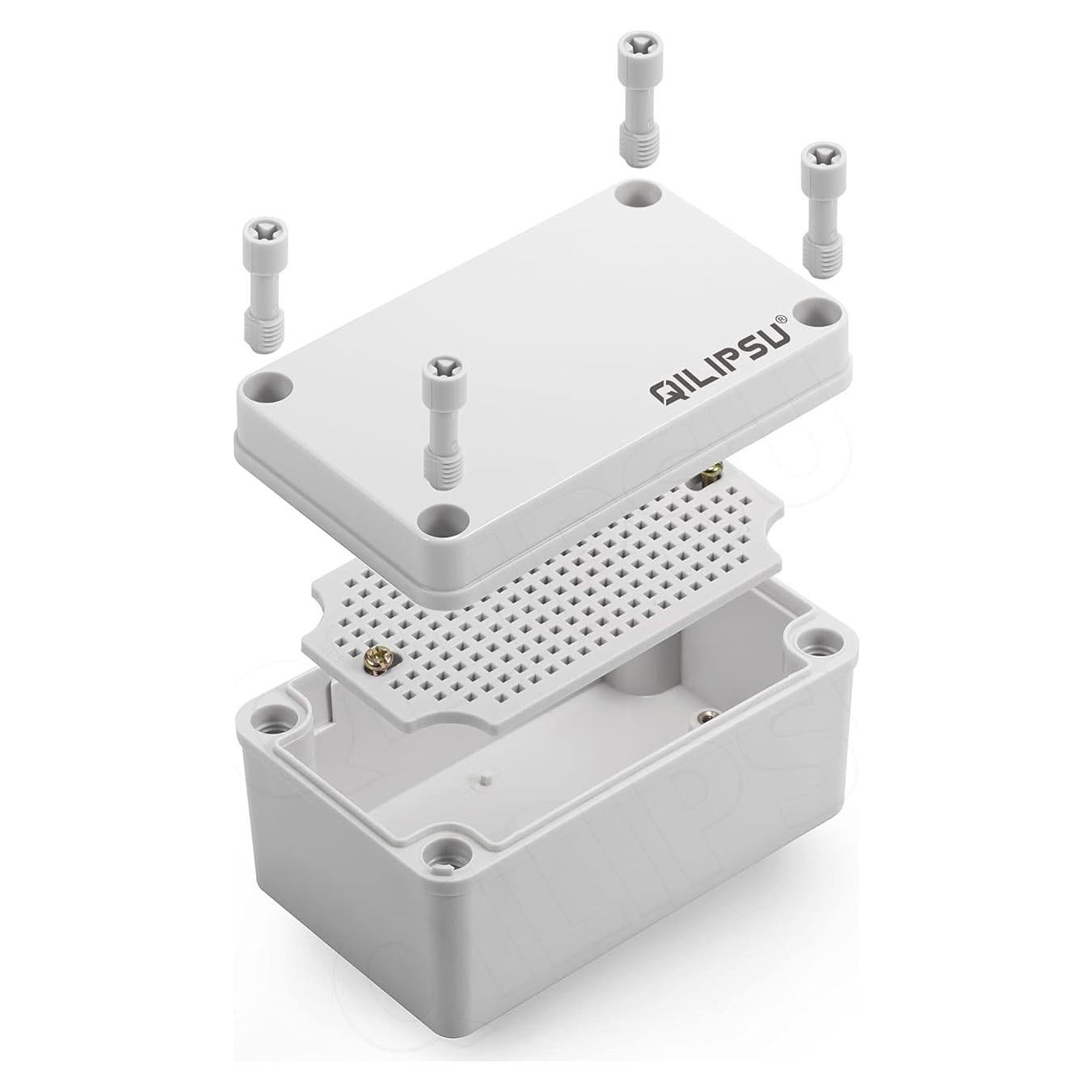 QILIPSU Junction Box with Mounting Plate 110x80x70mm, ABS Plastic DIY Electrical Project Case IP67 Waterproof Dustproof Enclosure Grey (4.3"x3.1"x2.8")